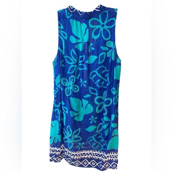 Tommy Bahama S Blue Green Embroidered Floral Semi-Sheer Bathing Suit Cover-Up - Picture 2 of 8
